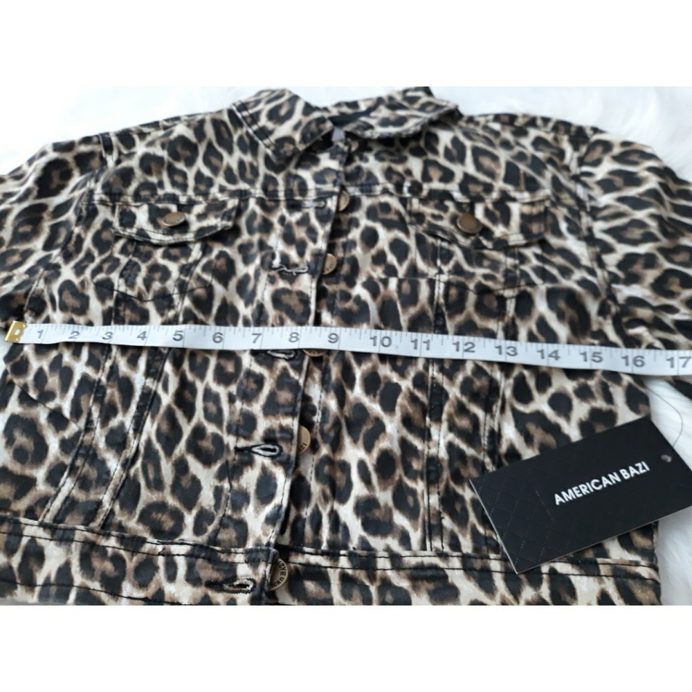 American Bazi Leopard Crop Jean Jacket - Picture 3 of 8